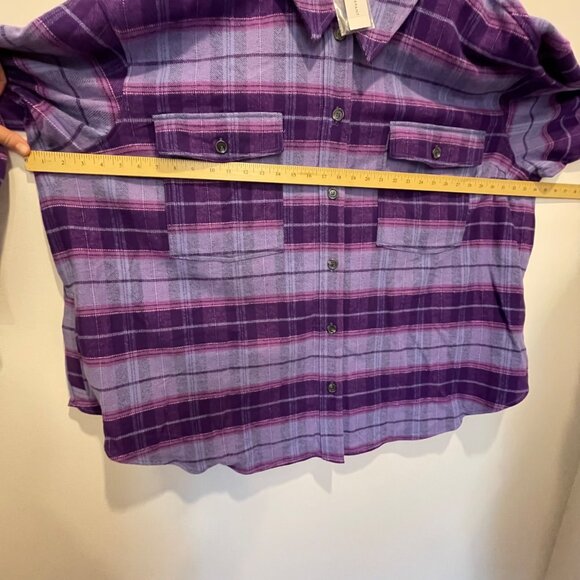 NWT Lane Bryant Purple & Lavender Plaid Button-Up Shirt Size 34/36 flannel NEW - Picture 6 of 7